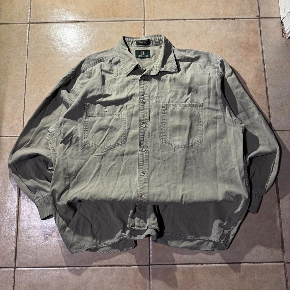 Vintage 90s nordstrom olive green button up Size L in Mens